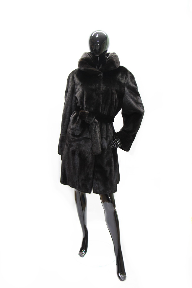 Полупальто из темно-коричневой норки Блэк ПП4-011