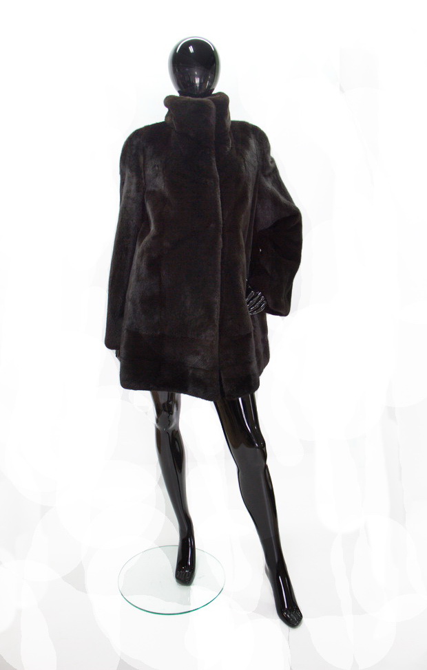 Полупальто из темной норки Блэк ПП4-163/013/014
