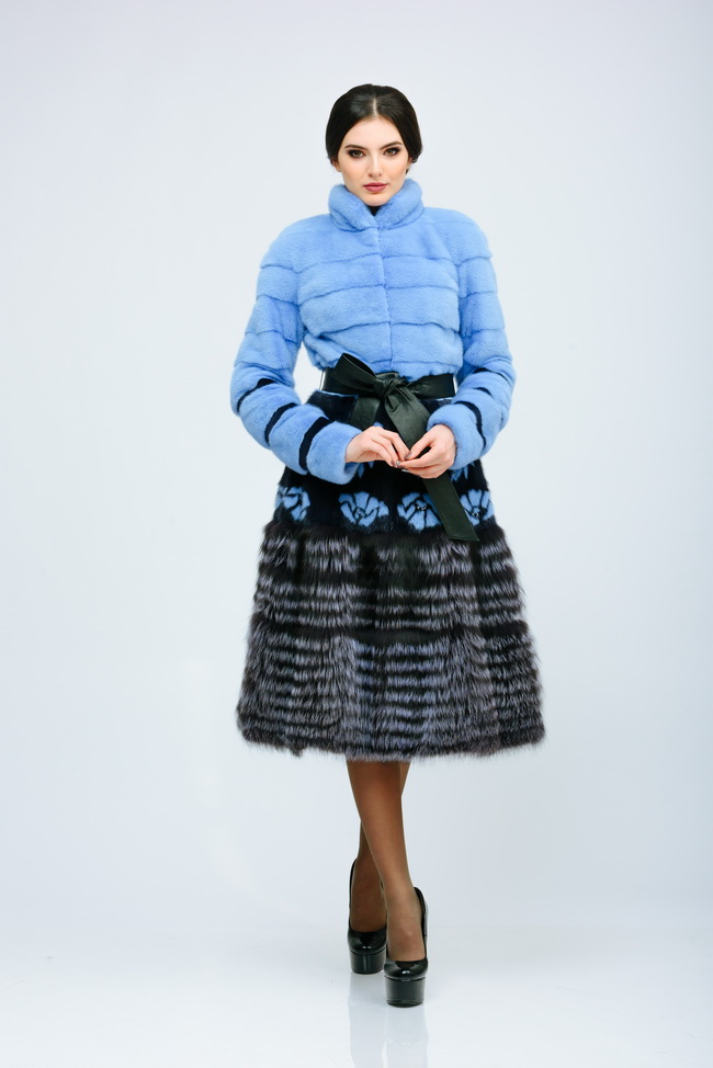 Полупальто из меха норки и лисицы ПП4-104 