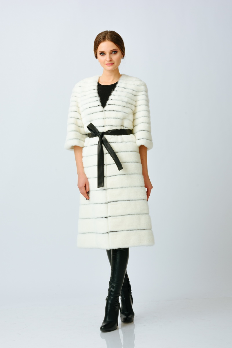 Белое полупальто из норки ПП4-112